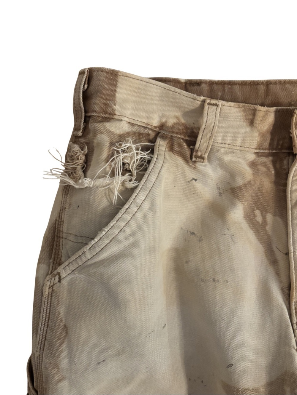 Carhartt x Trashaus Collab Bleach Work Pants in Beige & White - Picture 4 of 6